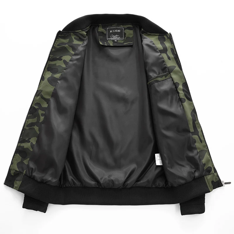 Herren Camouflage-Bomberjacke im Military‑Look mit Reißverschluss und Ärmel‑Utilitytasche Nord Taschen