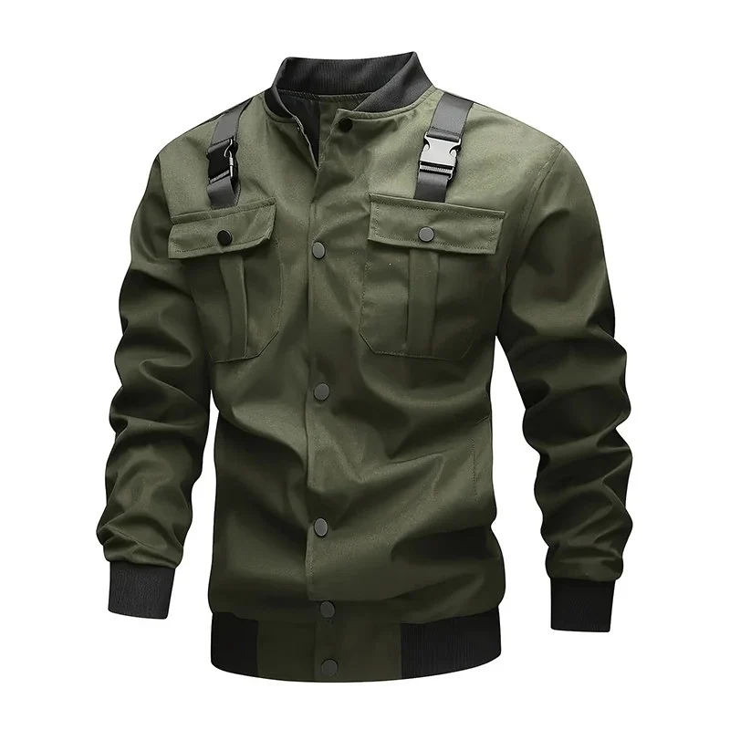 Herren Bomberjacke im Utility‑Stil mit Schulterträgern, Druckknopfleiste & Pattentaschen Nord Taschen