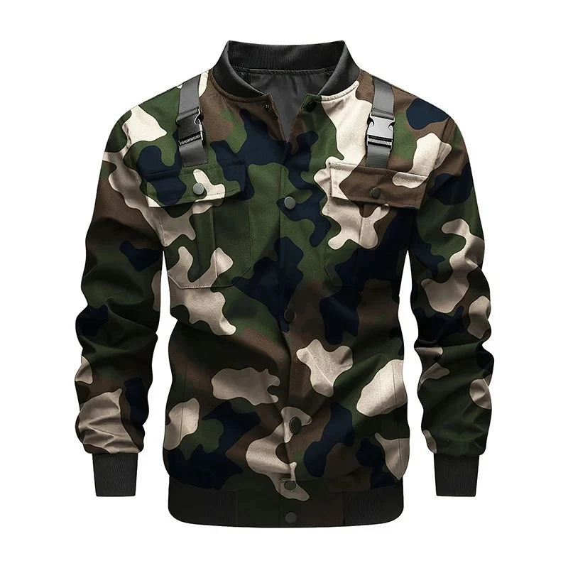 Herren Bomberjacke im Utility‑Stil mit Schulterträgern, Druckknopfleiste & Pattentaschen Nord Taschen