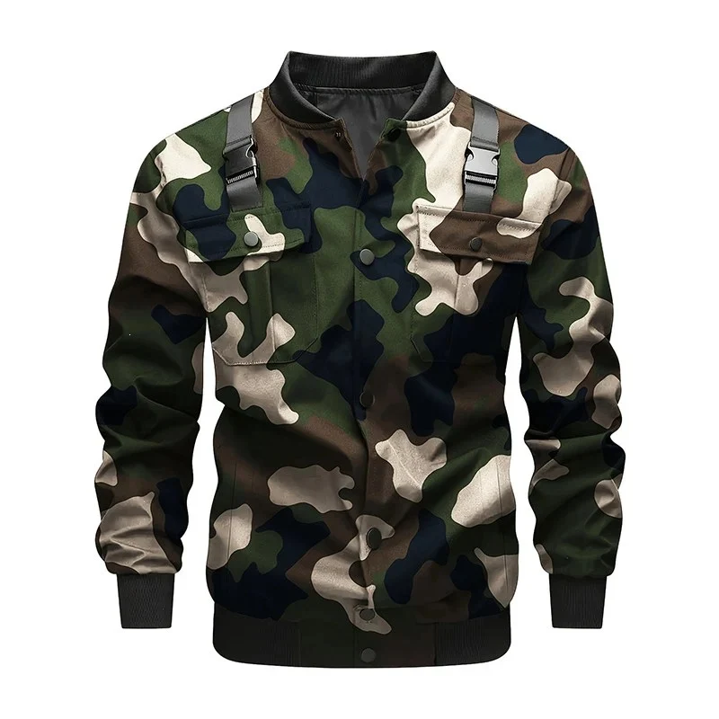Herren Bomberjacke im Utility‑Stil mit Schulterträgern, Druckknopfleiste & Pattentaschen Nord Taschen