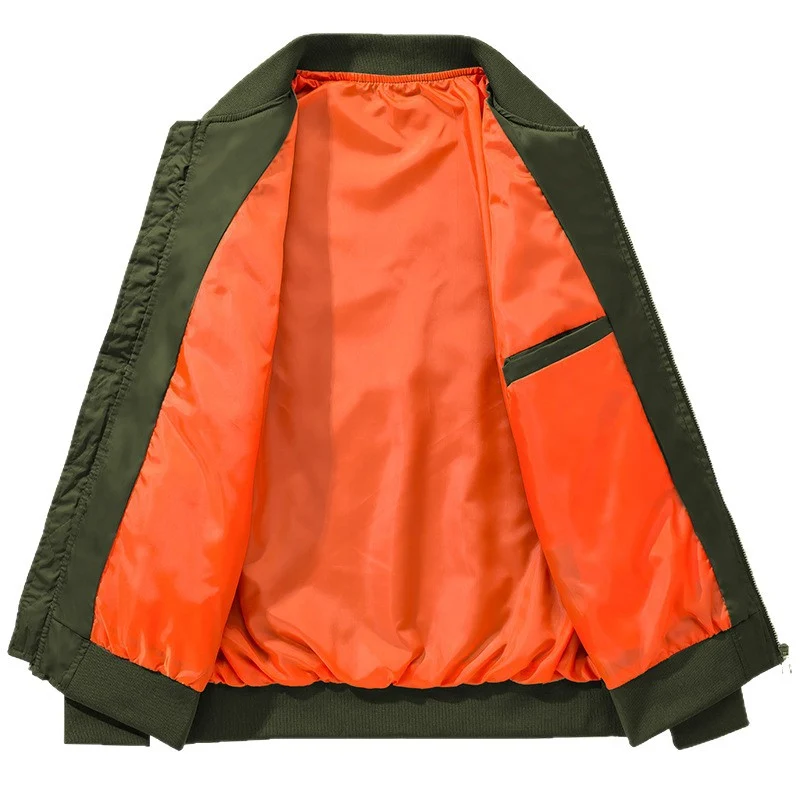 Herren Bomberjacke im Fliegerstil mit kontrastfarbenem Innenfutter, Ärmel‑Reißverschlusstasche & Rippenbündchen Nord Taschen