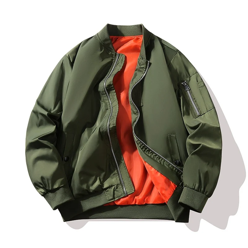 Herren Bomberjacke im Fliegerstil mit kontrastfarbenem Innenfutter, Ärmel‑Reißverschlusstasche & Rippenbündchen Nord Taschen