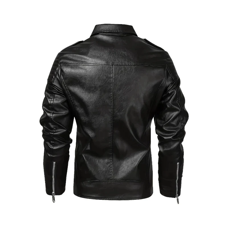 Herren Bikerjacke aus Lederimitat mit asymmetrischem Reißverschluss und gepolsterten Schultereinsätzen Nord Taschen