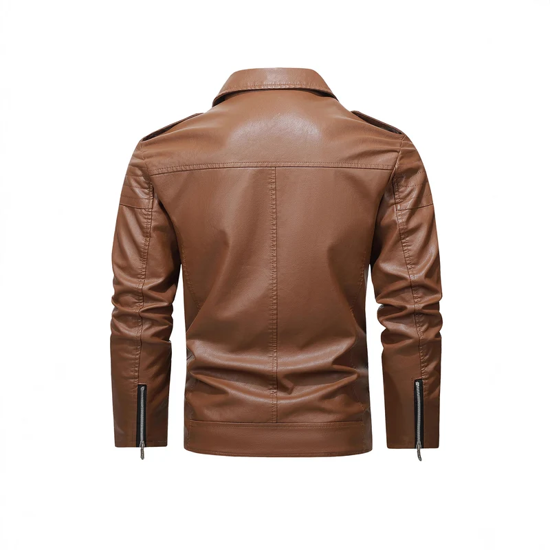 Herren Bikerjacke aus Kunstleder mit asymmetrischem Reißverschluss und gesteppter Schulterpartie Nord Taschen