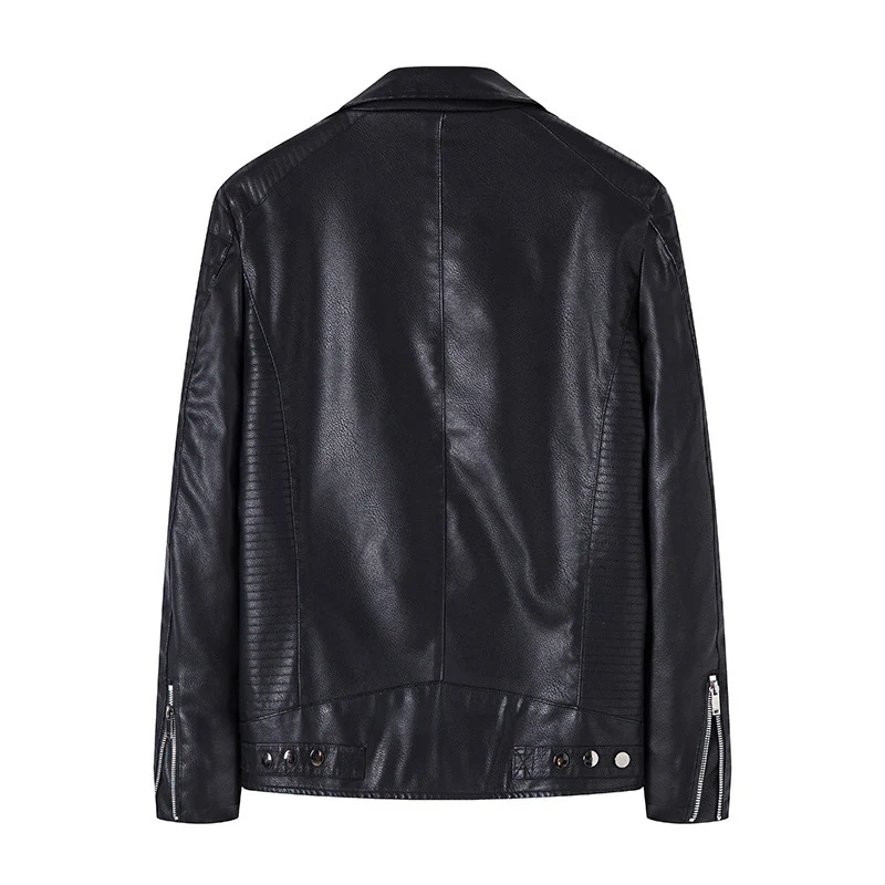 Herren Bikerjacke aus hochwertigem Kunstleder im Slim‑Fit mit schrägem Reißverschluss und gesteppter Schulterpartie Nord Taschen