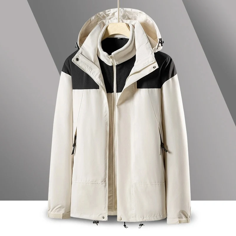Herren 2‑in‑1 Softshell‑Fleece Hybridjacke mit abnehmbarer Kapuze Nord Taschen