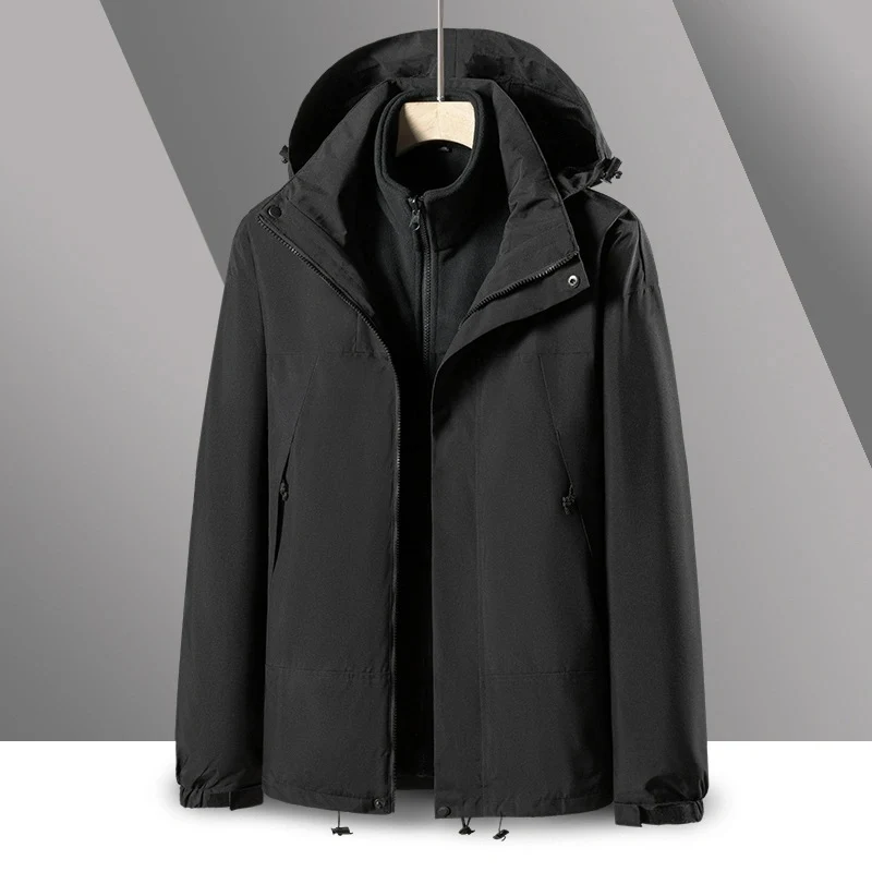 Herren 2‑in‑1 Softshell‑Fleece Hybridjacke mit abnehmbarer Kapuze Nord Taschen