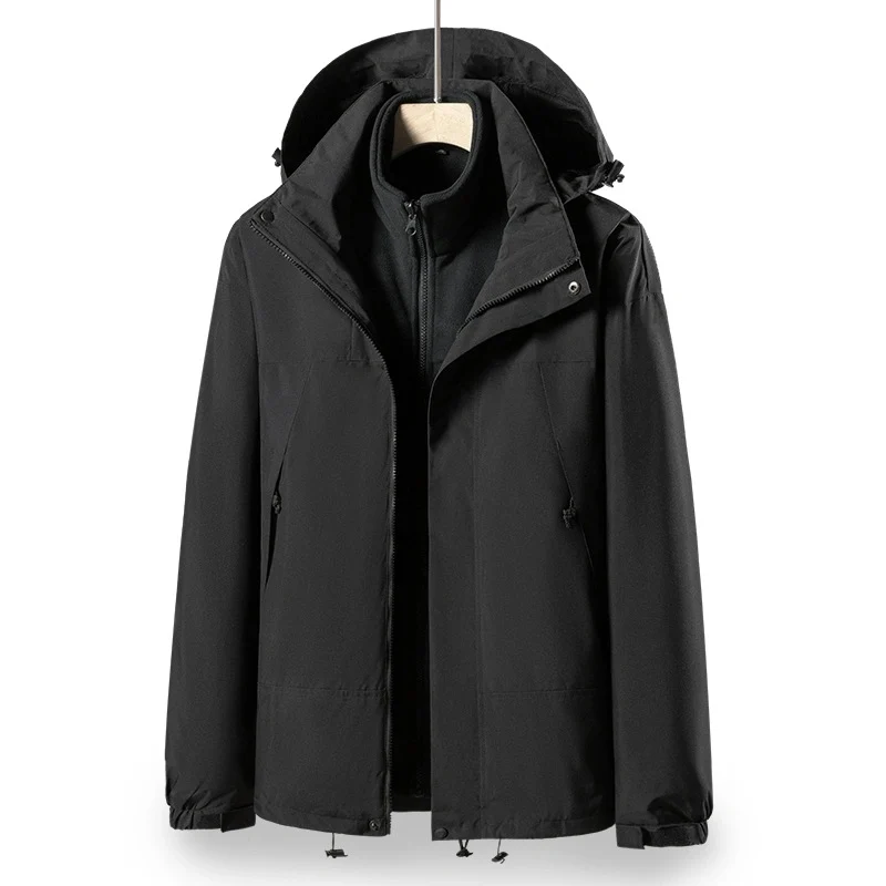 Herren 2‑in‑1 Softshell‑Fleece Hybridjacke mit abnehmbarer Kapuze Nord Taschen