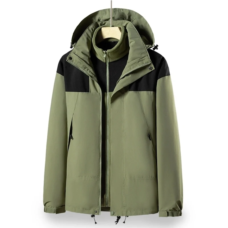 Herren 2‑in‑1 Softshell‑Fleece Hybridjacke mit abnehmbarer Kapuze Nord Taschen