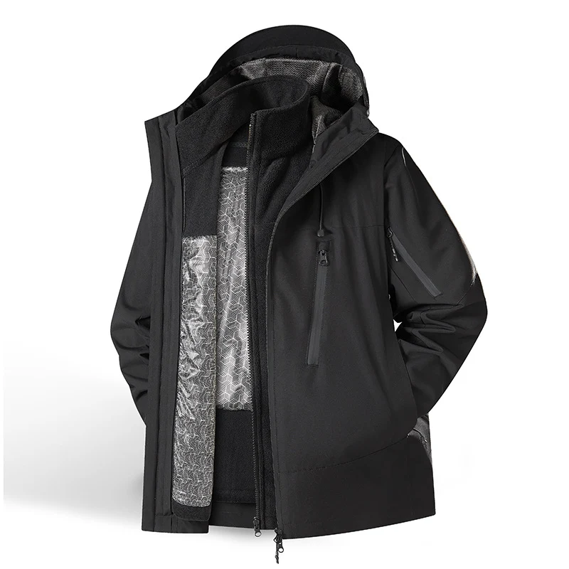 Damen Zweiteiliges wasserdichtes Funktionsjacken-Set mit herausnehmbarer Fleece-Innenjacke Nord Taschen