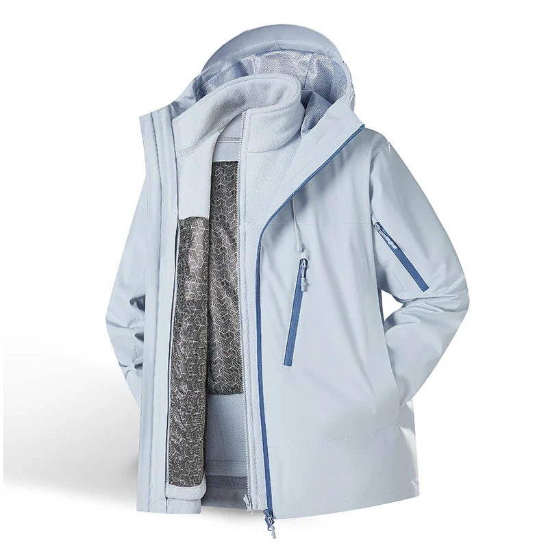 Damen Zweiteiliges wasserdichtes Funktionsjacken-Set mit herausnehmbarer Fleece-Innenjacke Nord Taschen