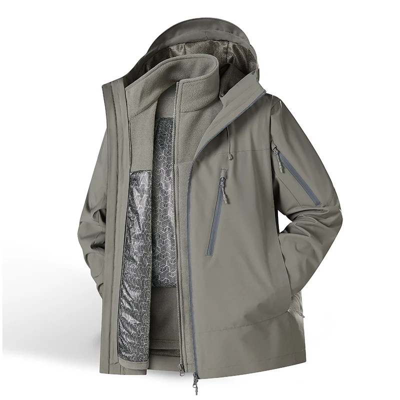 Damen Zweiteiliges wasserdichtes Funktionsjacken-Set mit herausnehmbarer Fleece-Innenjacke Nord Taschen