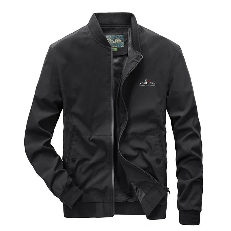 Herren minimalistischer Nylon-Flightblouson mit hohem Rippkragen, leicht wattiert und wasserabweisend Nord Taschen