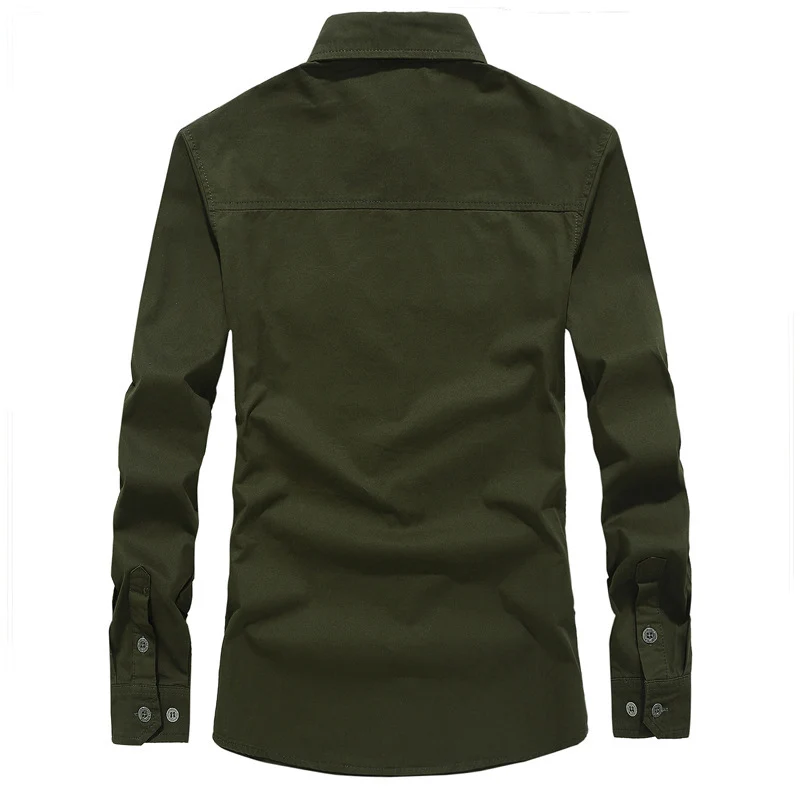 Herren Military-Utility Langarm-Canvashemd mit Brustpattentaschen und Schulterepauletten Nord Taschen