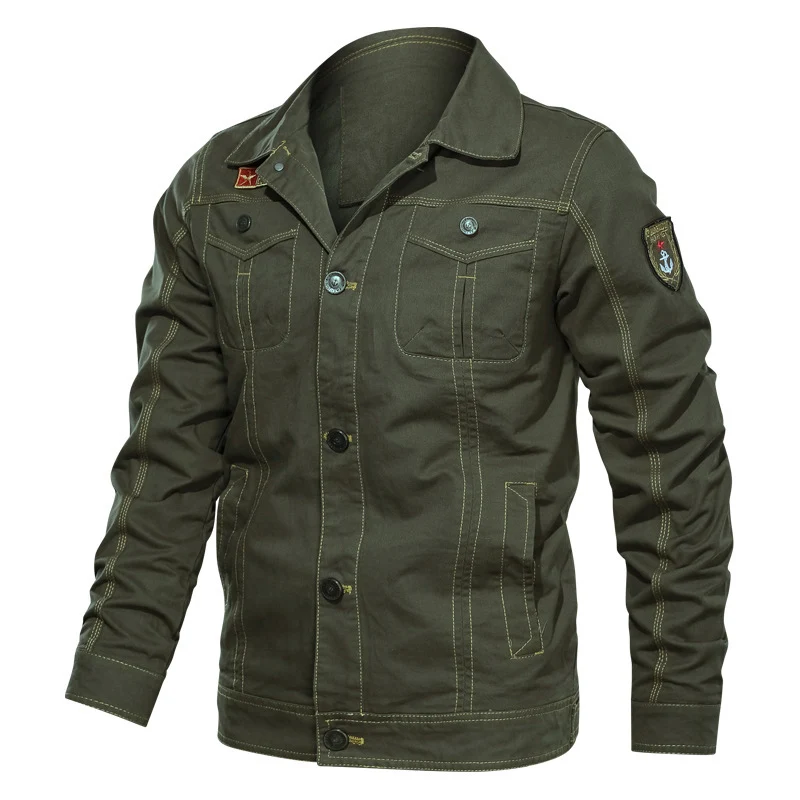 Herren Military‑inspirierte Canvas‑Fieldjacke mit kontrastierenden Ziernähten und Brustklappen Nord Taschen