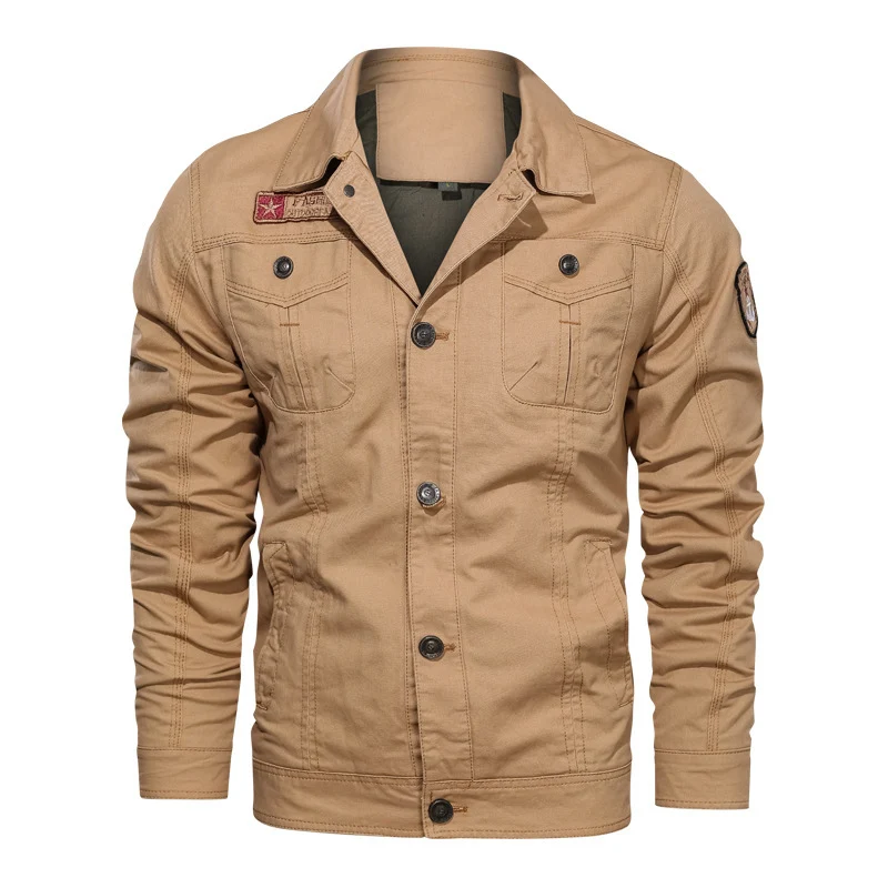 Herren Military‑inspirierte Canvas‑Fieldjacke mit kontrastierenden Ziernähten und Brustklappen Nord Taschen
