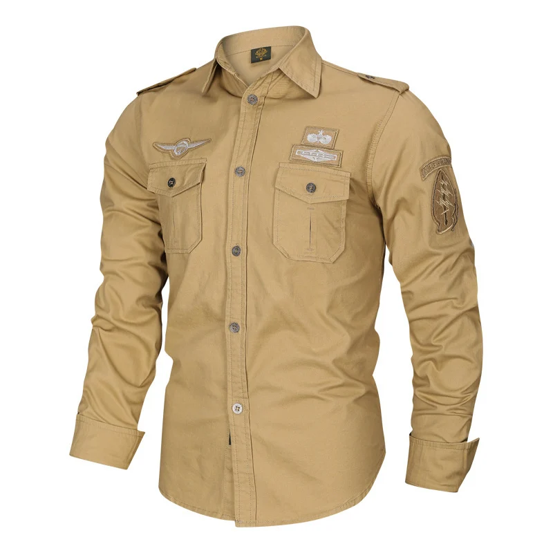 Herren Military-Hemd mit Schulterpatten, aufgesetzten Brusttaschen und Badge-Applikationen Nord Taschen