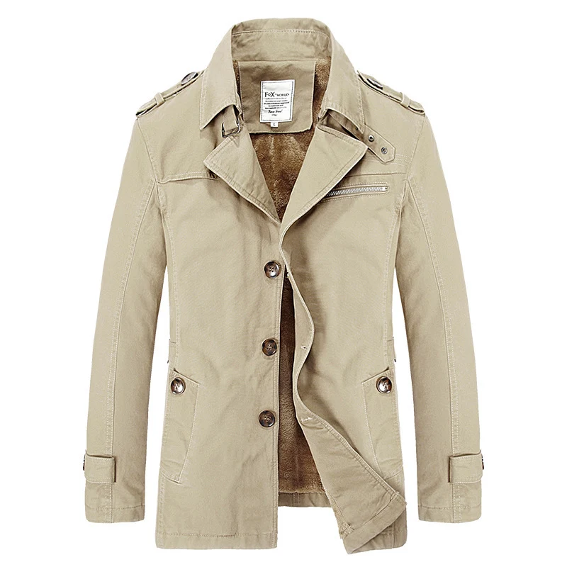 Herren militärisch inspirierter Kurzmantel mit Teddyfleece‑Innenlage und Reißverschluss‑Brusttasche Nord Taschen