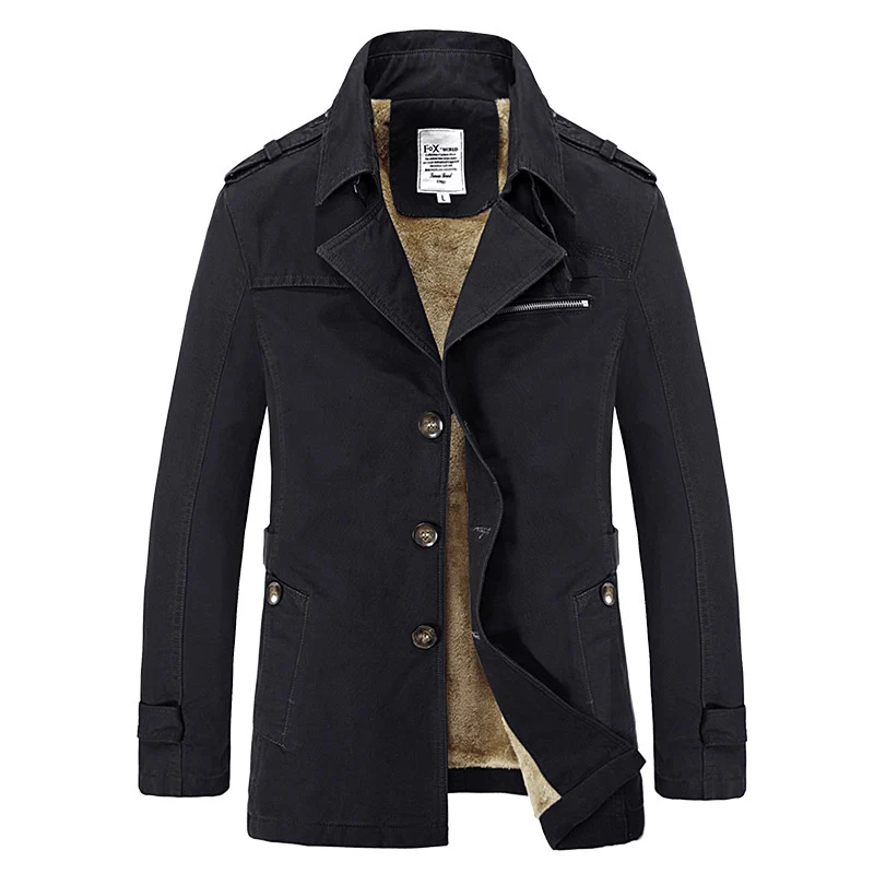 Herren militärisch inspirierter Kurzmantel mit Teddyfleece‑Innenlage und Reißverschluss‑Brusttasche Nord Taschen