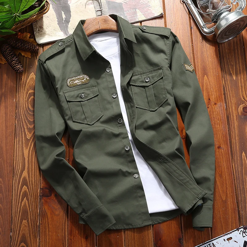 Herren Militärinspirierte Utility‑Hemdjacke mit Schulterklappen und Pattentaschen Nord Taschen