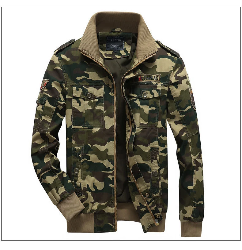 Herren Militärinspirierte Tarnprint-Übergangsjacke mit Reißverschluss, Pattentaschen und elastischen Bündchen Nord Taschen