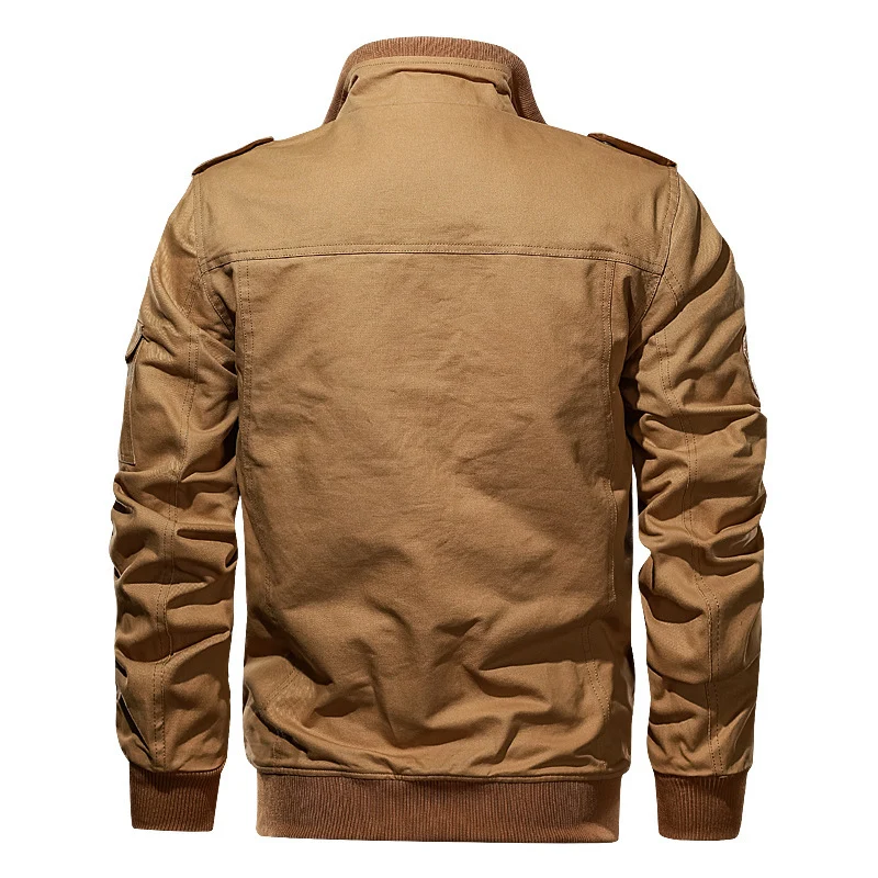 Herren Militärinspirierte Canvas‑Fieldjacke mit Epauletten, Mehrfach‑Taschen und geripptem Bund Nord Taschen
