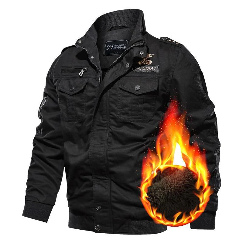 Herren Militärinspirierte Canvas‑Fieldjacke mit Epauletten, Brustpattentaschen und Rippbündchen Nord Taschen