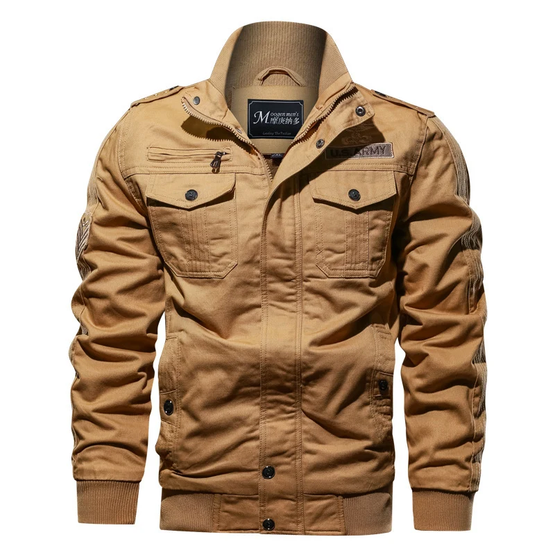 Herren Militärinspirierte Canvas‑Fieldjacke mit Epauletten, Brustpattentaschen und Rippbündchen Nord Taschen