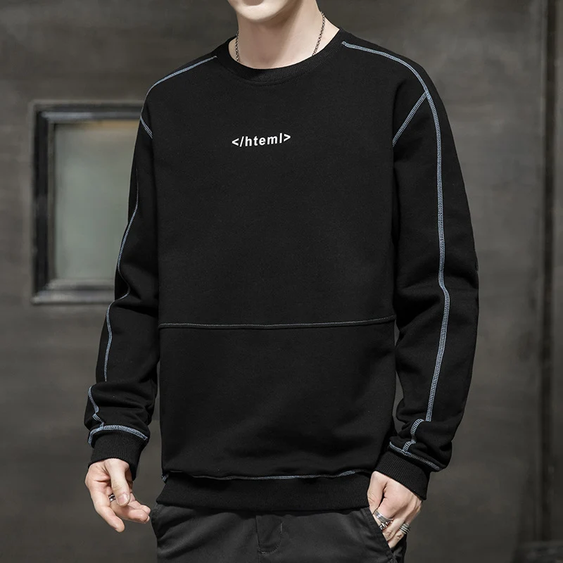 Herren lockeres Oversize‑Sweatshirt mit Kontrastnähten und Code‑Print Nord Taschen