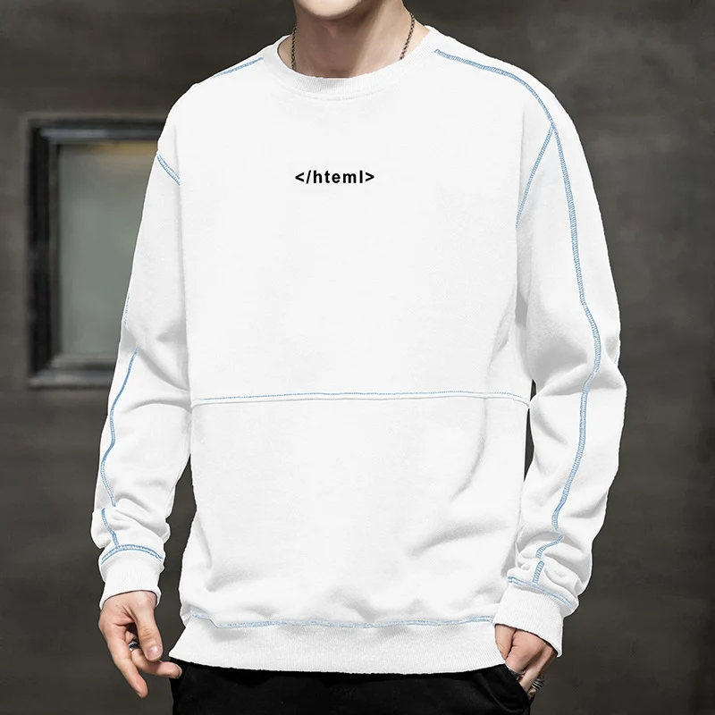 Herren lockeres Oversize‑Sweatshirt mit Kontrastnähten und Code‑Print Nord Taschen