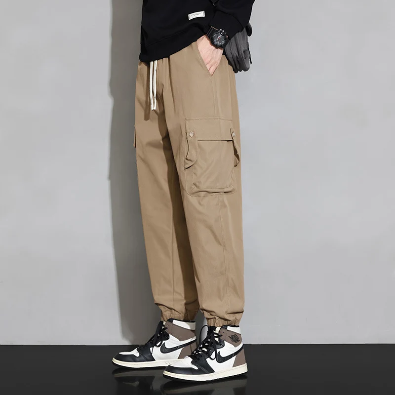 Herren Lockere Utility-Cargohose mit Kordelzug, Elastikbündchen und Multifunktionstaschen Nord Taschen