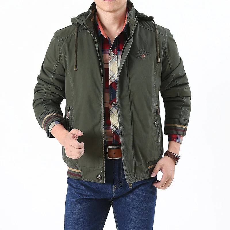 Herren Leichtgewichtige Utility-Bomberjacke mit Teddyfutter und Kapuze Nord Taschen