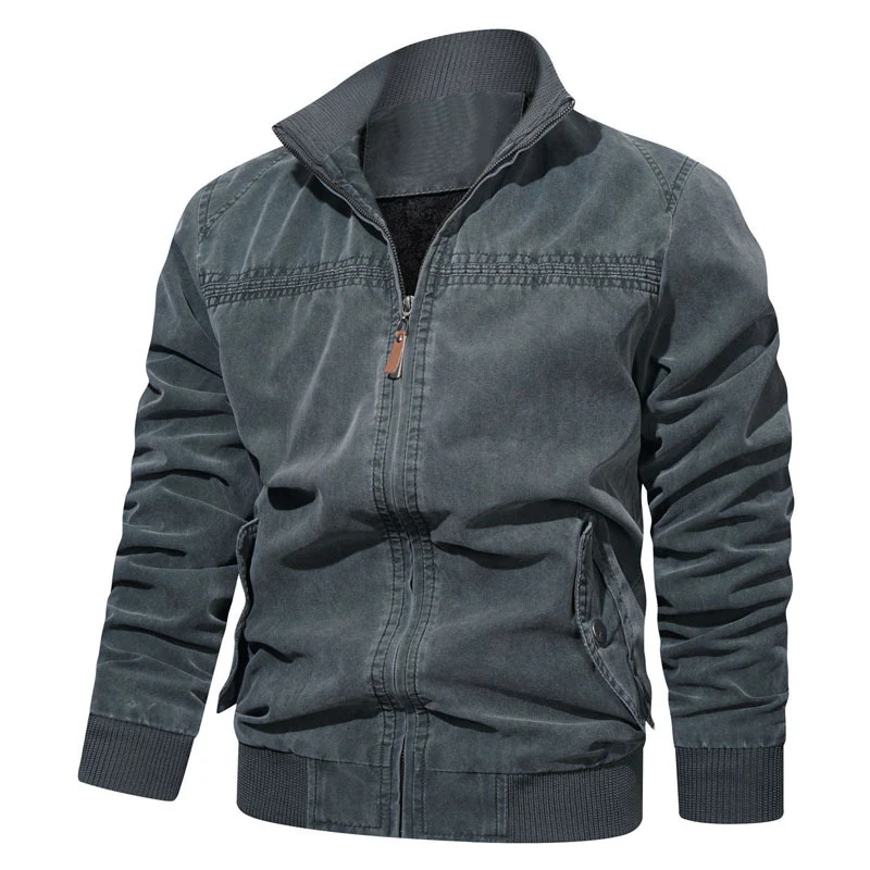 Herren leichtes Vintage-Canvas-Blouson mit Stehkragen und Rippbündchen Nord Taschen