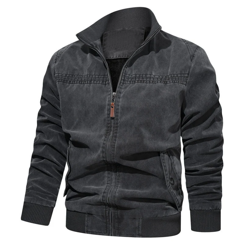 Herren leichtes Vintage-Canvas-Blouson mit Stehkragen und Rippbündchen Nord Taschen