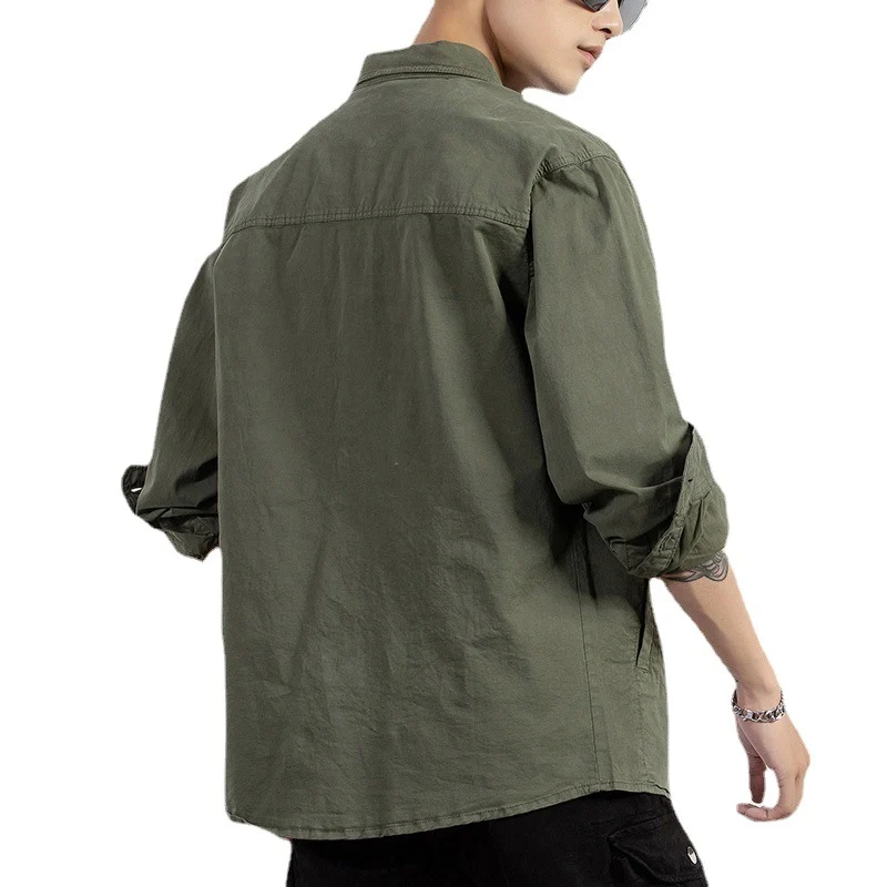 Herren leichtes Utility-Overshirt mit Knopfleiste und Hemdkragen Nord Taschen
