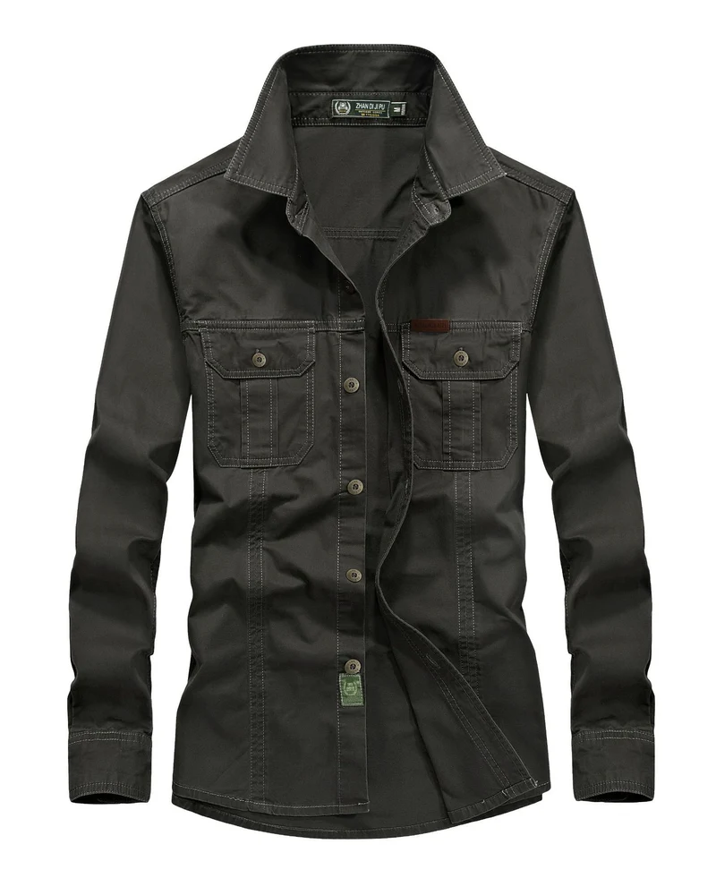 Herren leichtes Canvas-Fieldhemdjacke mit Brustpattentaschen und verstärkten Nähten Nord Taschen