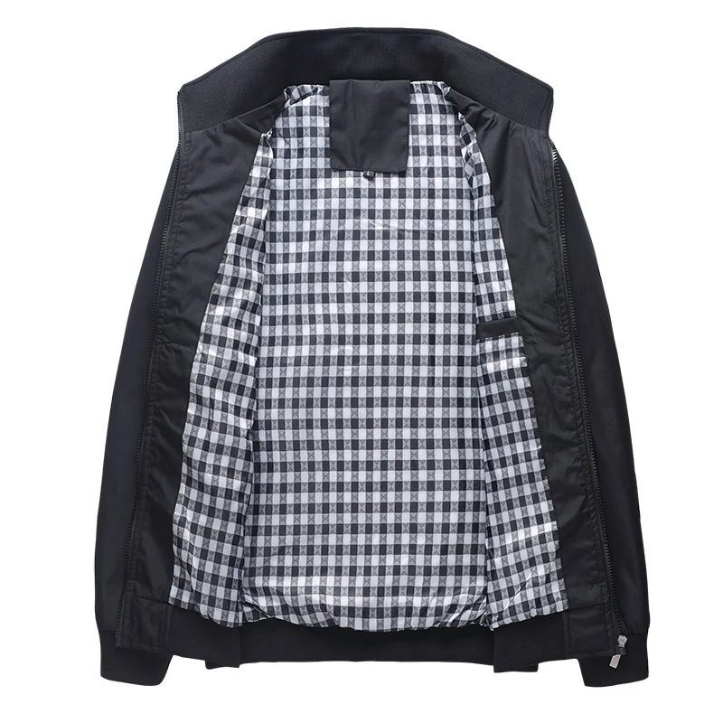 Herren leichter Zip-Blouson aus Funktionsmix mit Stehkragen und kariertem Innenfutter Nord Taschen