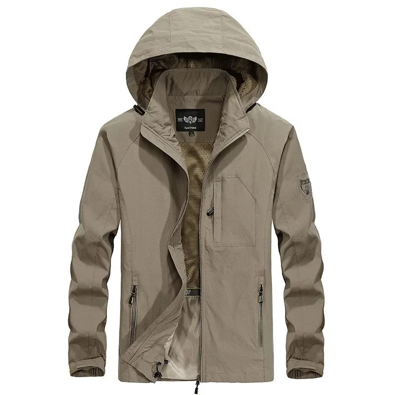 Herren leichter winddichter Shell‑Hoodie mit Mesh‑Futter, Kapuze und verstellbarem Saum Nord Taschen