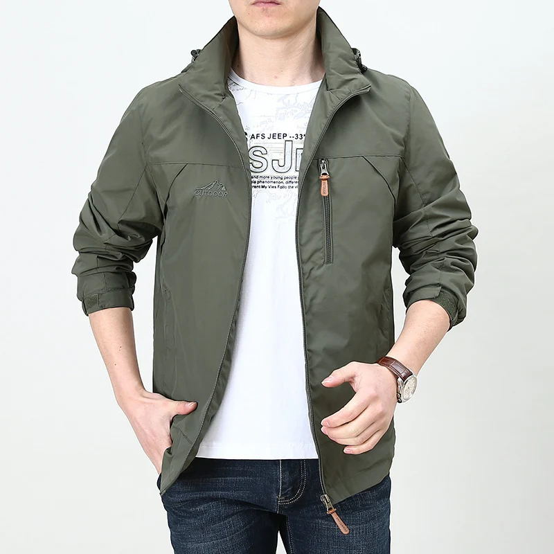 Herren Leichter winddichter Nylon-Blouson mit Stehkragen und Brustreißverschlusstasche Nord Taschen