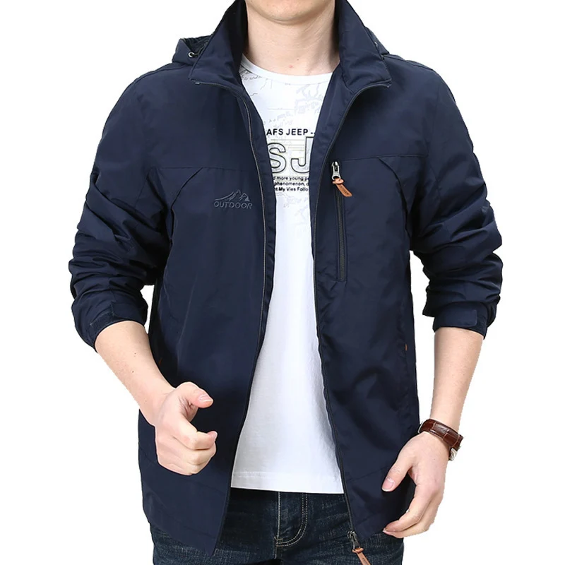 Herren Leichter winddichter Nylon-Blouson mit Stehkragen und Brustreißverschlusstasche Nord Taschen