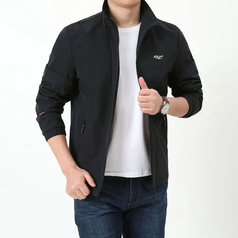 Herren Leichter Windbreaker Blouson mit Stehkragen Reißverschluss‑Taschen und elastischen Bündchen Nord Taschen