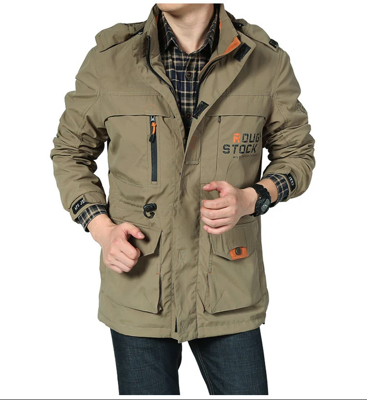 Herren leichter Utility-Fieldparka mit Kapuze, Multifachtaschen und taillierbarem Kordzug Nord Taschen
