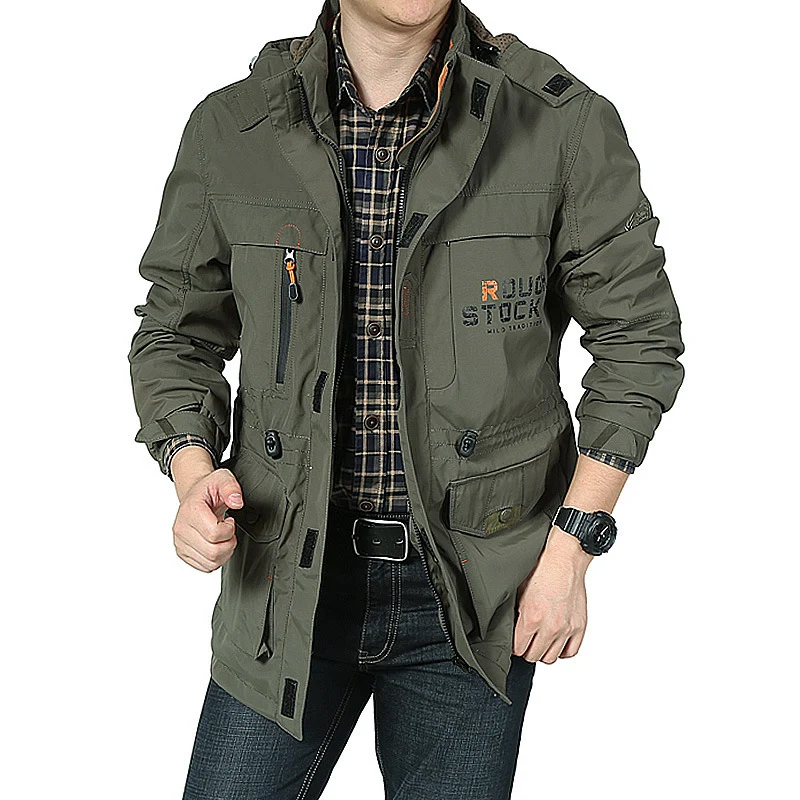 Herren leichter Utility-Fieldparka mit Kapuze, Multifachtaschen und taillierbarem Kordzug Nord Taschen
