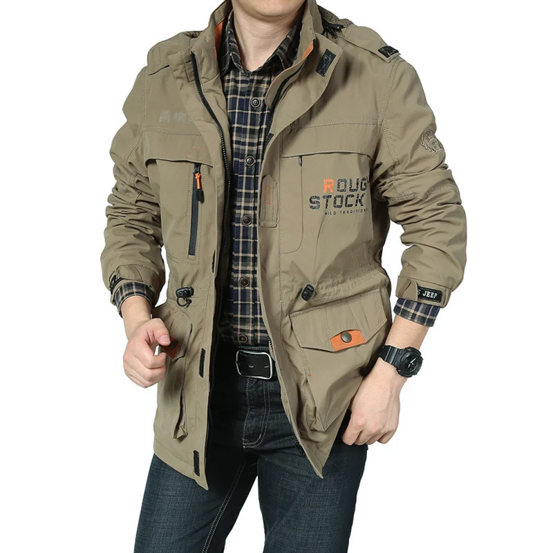 Herren leichter Utility-Fieldparka mit Kapuze, Multifachtaschen und taillierbarem Kordzug Nord Taschen