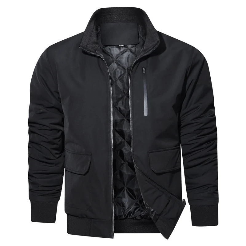 Herren leichter Utility-Bomberjacke mit geripptem Bund, Reißverschluss-Brusttasche und Pattentaschen Nord Taschen