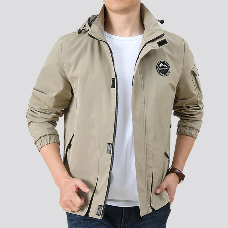 Herren Leichter Urbaner Softshell-Hoodie mit Ärmeltasche und hohem Stehkragen Nord Taschen