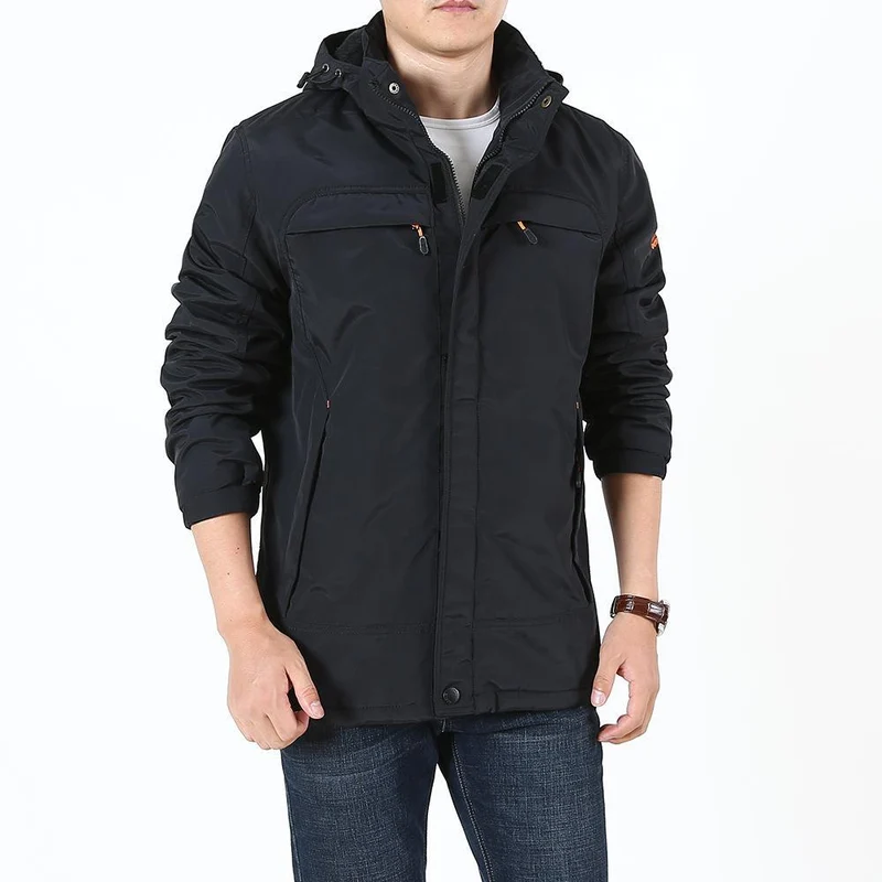 Herren Leichter Softshell-Parka mit Fleecegefütterter Kapuze und Multifunktions‑Taschen Nord Taschen