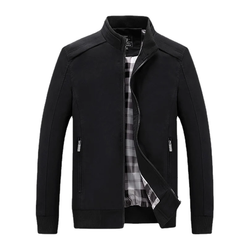 Herren leichter Reißverschluss-Blouson mit kariertem Innenfutter, Rippbündchen und Stehkragen Nord Taschen
