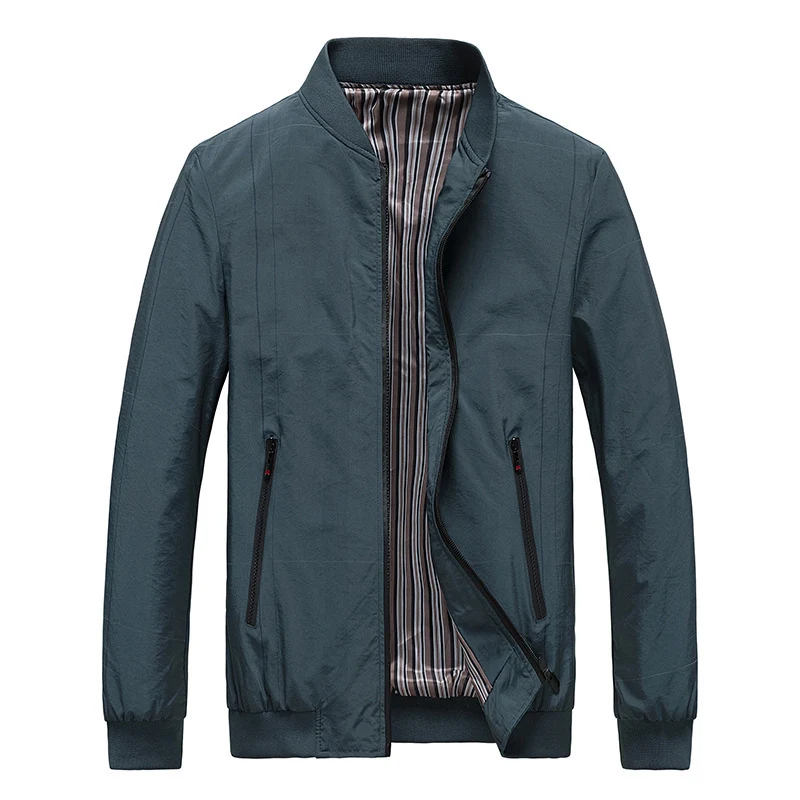 Herren leichter Nylon‑Bomberjacke mit gestreiftem Innenfutter, Reißverschluss‑Taschen und gerippten Abschlüssen Nord Taschen