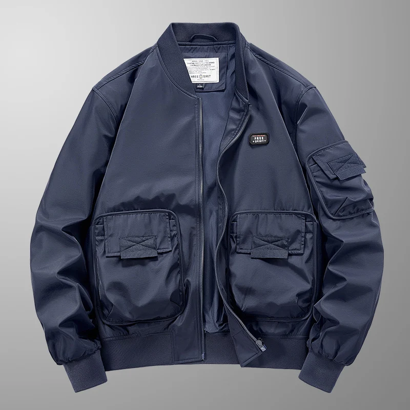 Herren leichter Nylon-Bomber mit Utility‑Taschen, Ärmel‑Organizer und geripptem Saum Nord Taschen